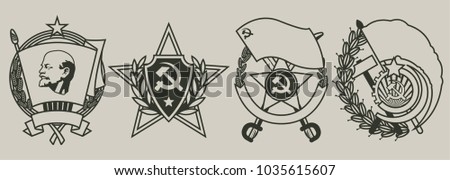 Old Soviet Military Orders, Decorations and Medals Stylization 