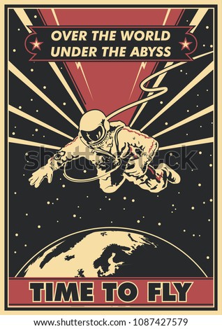 Vector Astronaut Space Propaganda Poster Obey Style