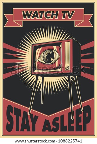 Vector Watch TV Propaganda Poster Obey Style