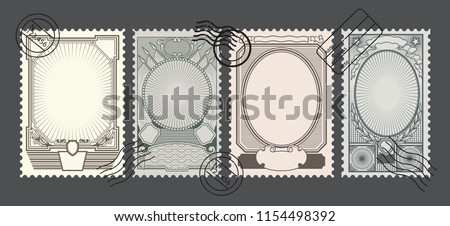 Vector Retro Postage Stamps Backgrounds Foto d'archivio © 
