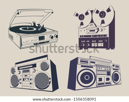 Vintage Music Recorders, Reel Tape, Audio Cassette Players, Boombox