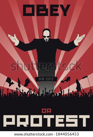 Obey or Protest Social Poster Retro Propaganda Style 