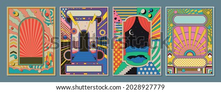Abstract Backgrounds, Psychedelic Decorative Templates for Posters, Covers, Illustrations, 1980s - 1990s Colors