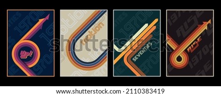 1970s Style Backgrounds, 70s Color Lines and Arrows, Template set for Posters, Covers, Illustrations