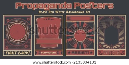 Propaganda Posters Black Red White Background Set