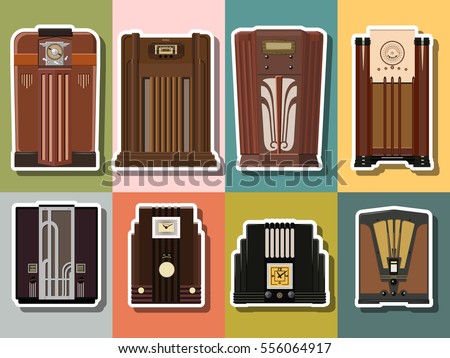 Vector Retro Radio from the Thirties, Forties Vintage Designs Set