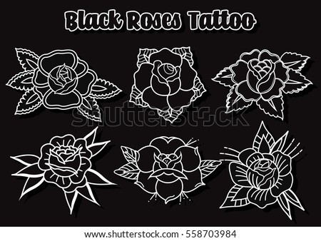 black rose tattoo vector