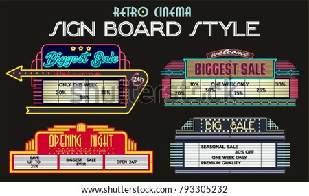 Vector Sale Signboard. Retro Cinema Stylization