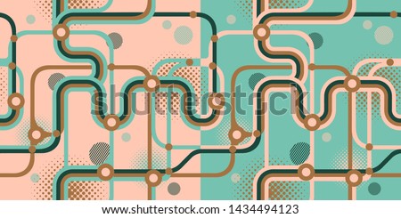 Two seamless patterns in different colours. Abstract interpretation of the subway map.