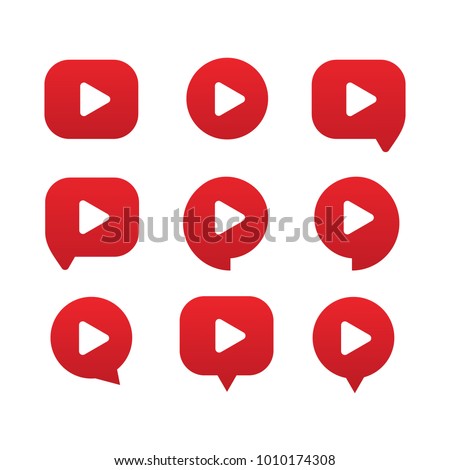 Red play vector logo,Youtube flat social media icon