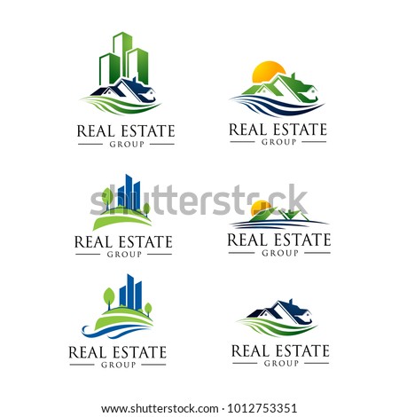 Nature Real Estate Logo Pack. 6 Set Logo Design. Mega Set and Big Group,  Building and Construction Logo  Eps.10