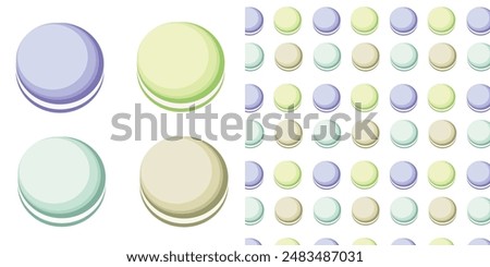 French confection macaron cake, macaron candy colorful stripes seamless background. Hand drawn vector pattern. Delicious colorful dessert pastry. wallpaper