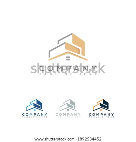 Modern Real Estate Company Logo Design, Building, Construction Working Industry concept Icon. Residential contractor, General Contractor, and Commercial Office Property business logos