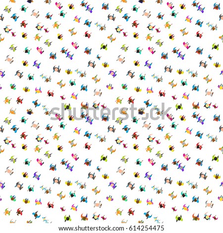 People top view. Men and women run in one direction. Seamless pattern vector illustration