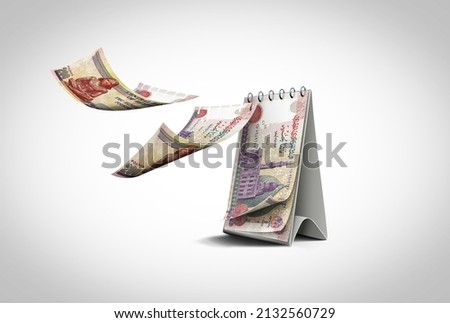 Egyptian Banknotes of 200 Bills flying of calendar representing installment concept Сток-фото © 