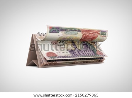 Egyptian Banknotes of 200 Bills flying of calendar representing installment concept. 3D illustration Сток-фото © 