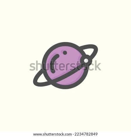  saturn icon, isolated space colored outline icon in light blue background, perfect for website, blog, logo, graphic design, social media, UI, mobile app