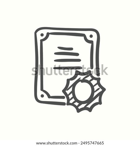 certificate icon, isolated handdrawn icon theme learning