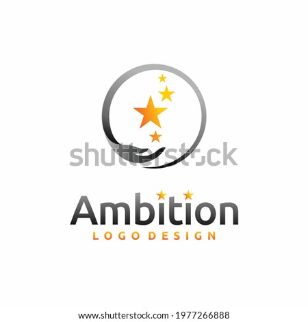 Ambition logo with hand and stars concept