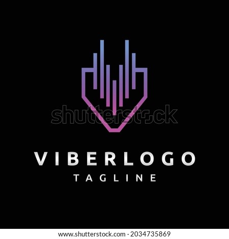 viber logo with egualizer logo, letter v logo design