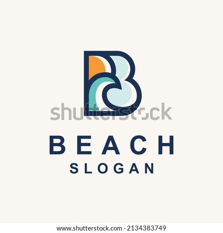 Beach logo with letter B concept