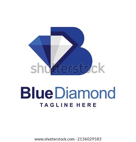 Blue diamond logo with letter B concept