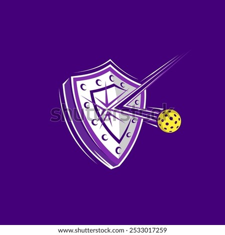 pickleball logo, shield logo, ball bounces off shield