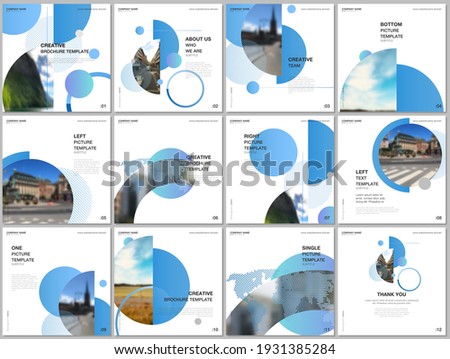 Brochure layout of square format covers design templates for square flyer leaflet, brochure design, report, presentation, magazine cover. Simple design background with circles, geometric round shapes.