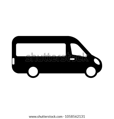 airport shuttle minivan, shuttle bus. flat design