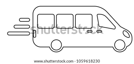 airport shuttle minivan, shuttle bus. flat design