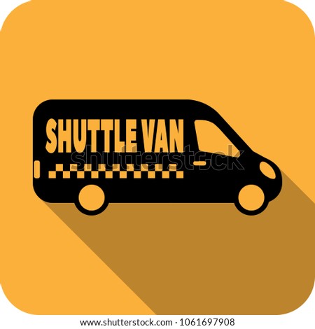 Vector taxi service logo design in trendy modern style - flat shuttle van or shuttle bus emblem