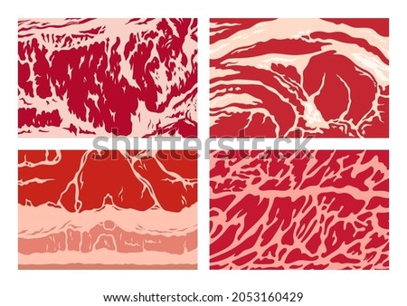 Vector meat background or pattern collection. Beef, pork and lamb meat textures