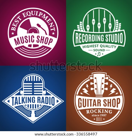 Set Of Vector Music Logo. Music Studio, Radio And Shop Labels With ...