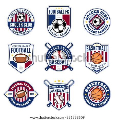 Set Of Sport Team Logo Templates. Soccer, Football, Baseball ...