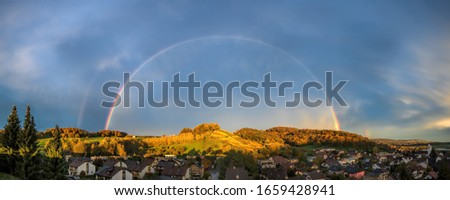 Double rainbow over Birmenstorf, Kanton Aargau, Switzerland Stockfoto © 