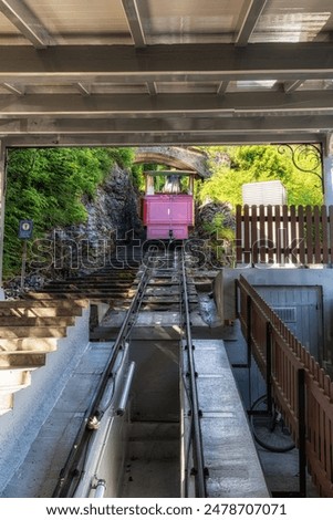 Similar – Image, Stock Photo View of the funicular cableway in the viewpoint of Sugar Loaf.