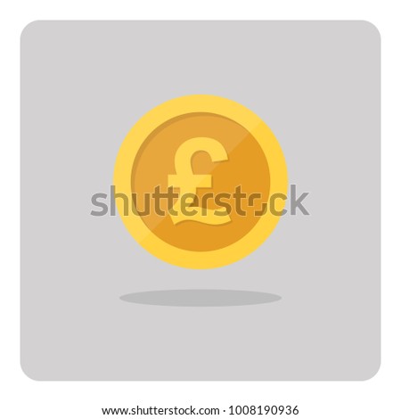 Vector of design flat icon, Gold pound sterling coin on isolated background