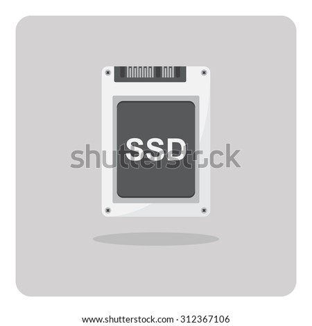 Vector of flat icon, solid state drive (SSD) on isolated background