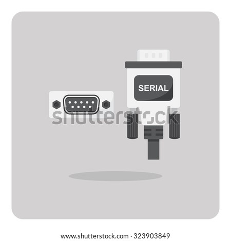 Vector of flat icon, serial connector for computer on isolated background