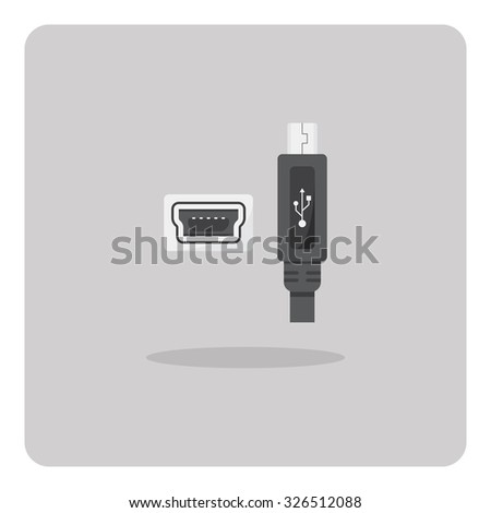 Vector of flat icon, Mini USB connector on isolated background