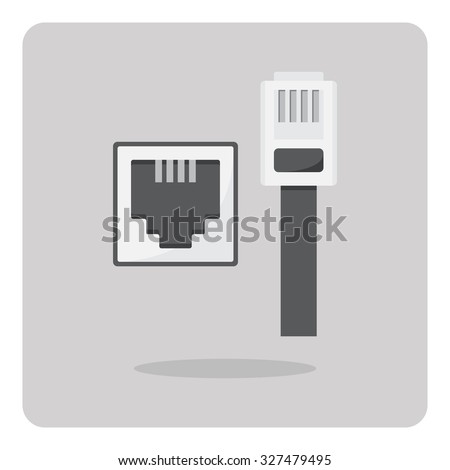 Vector of flat icon, telephone cable connector on isolated background