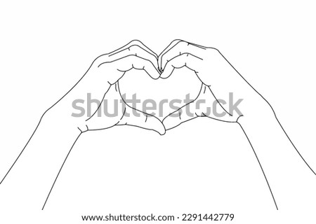 Vector line skecth of heart made by hands, Heart shape, Love background.