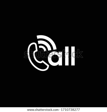 Call logo design isolated on black background