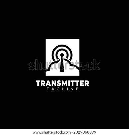 Transmitter simple logo design in black and white color