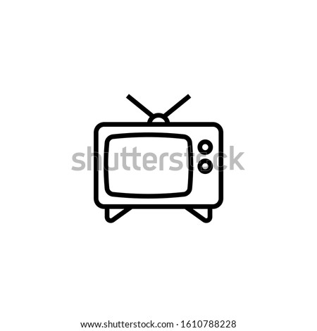 Tv icon, Television symbol in outline style on white background
