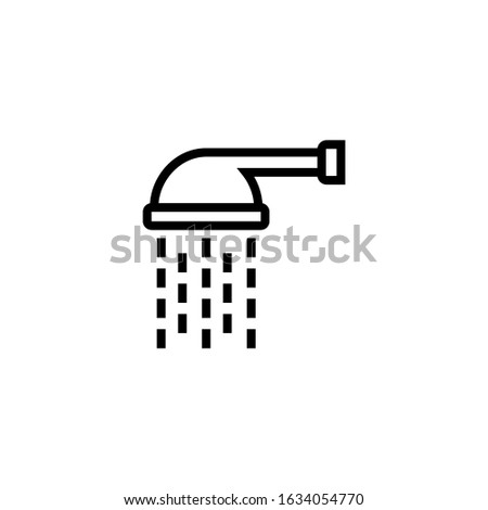 Shower head vector icon in linear, outline style isolated on white background 