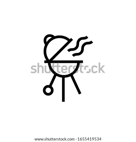 Bbq grill vector icon in linear, outline icon isolated on white background