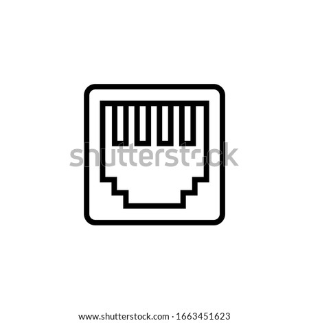 Ethernet vector icon in linear, outline icon isolated on white background