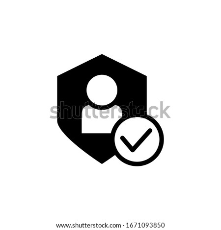 User protection icon vector in black solid flat design icon isolated on white background