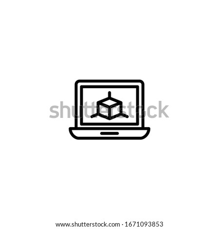 Virtual machine icon vector in linear, outline icon isolated on white background